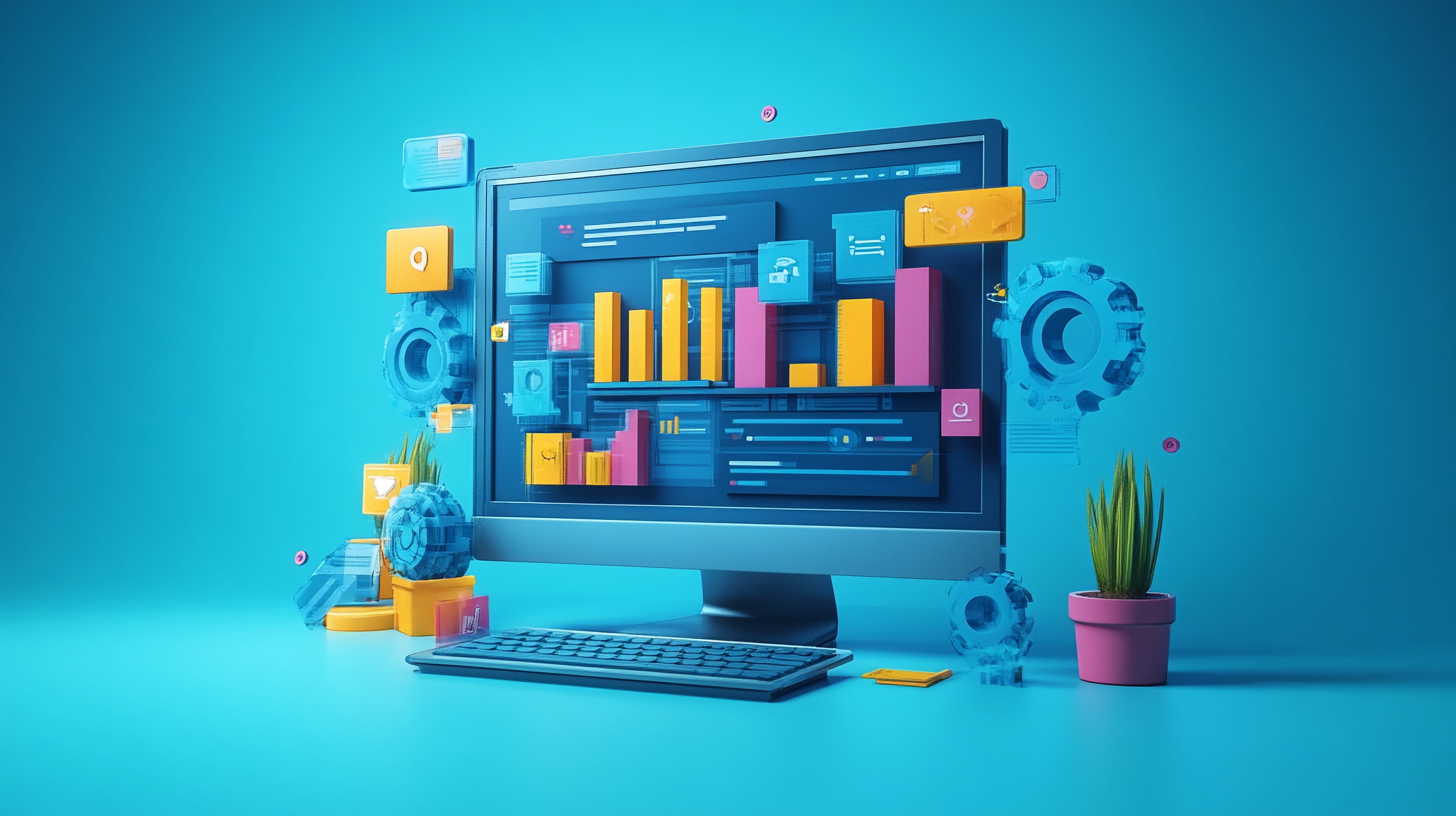 AI generated image showing a computer with some graphics